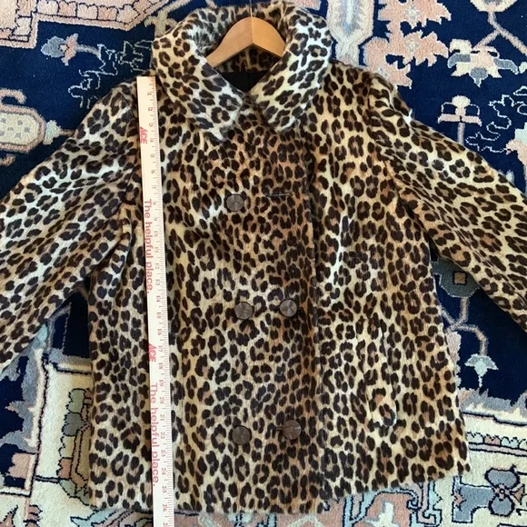 Vintage 60s Leopard Peacoat faux Fur size large 12 14 - Picture 13 of 14